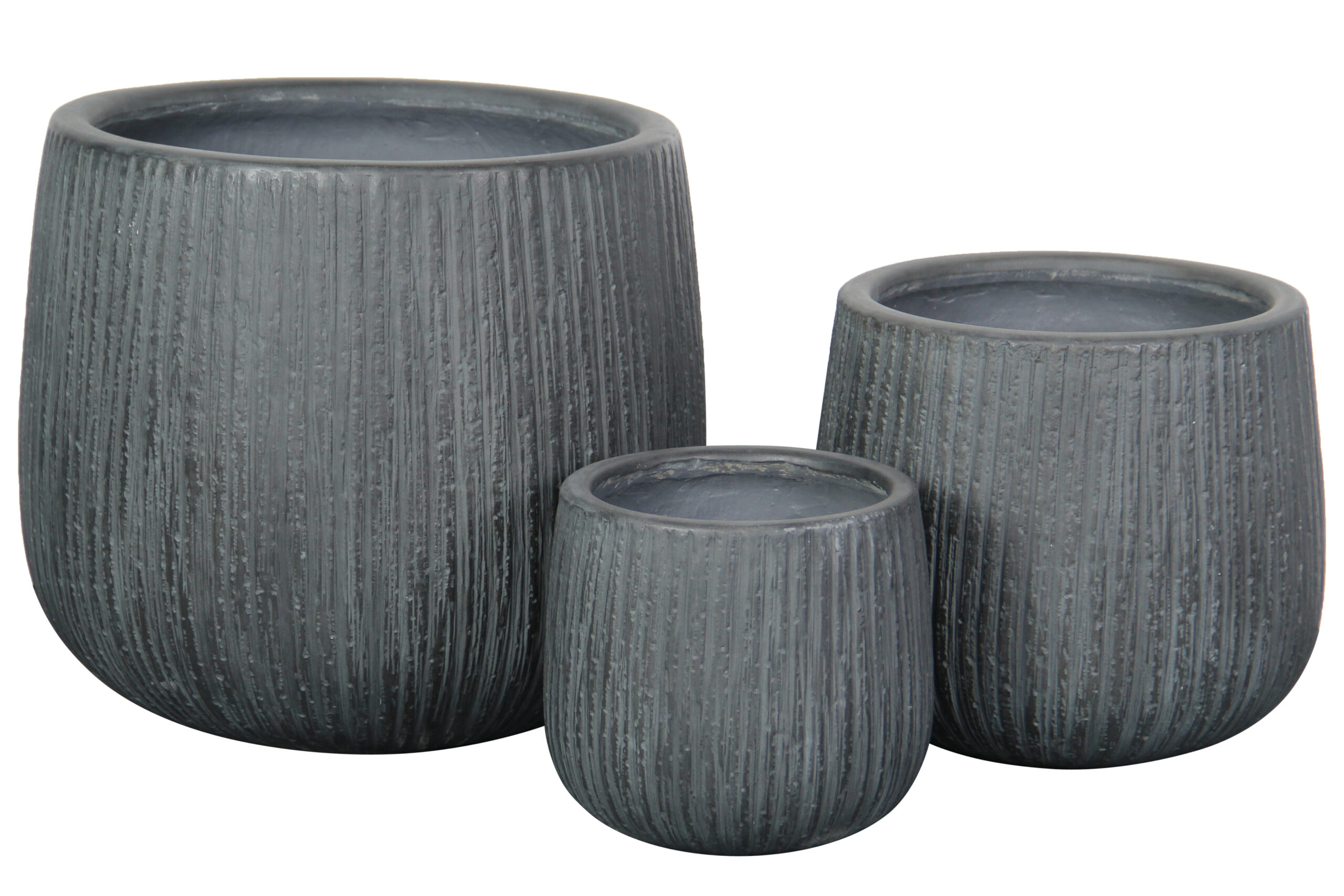 Clare bowl pot set 3 – 54.5×48.5 40×36 29×26 – Antique grey – 83542