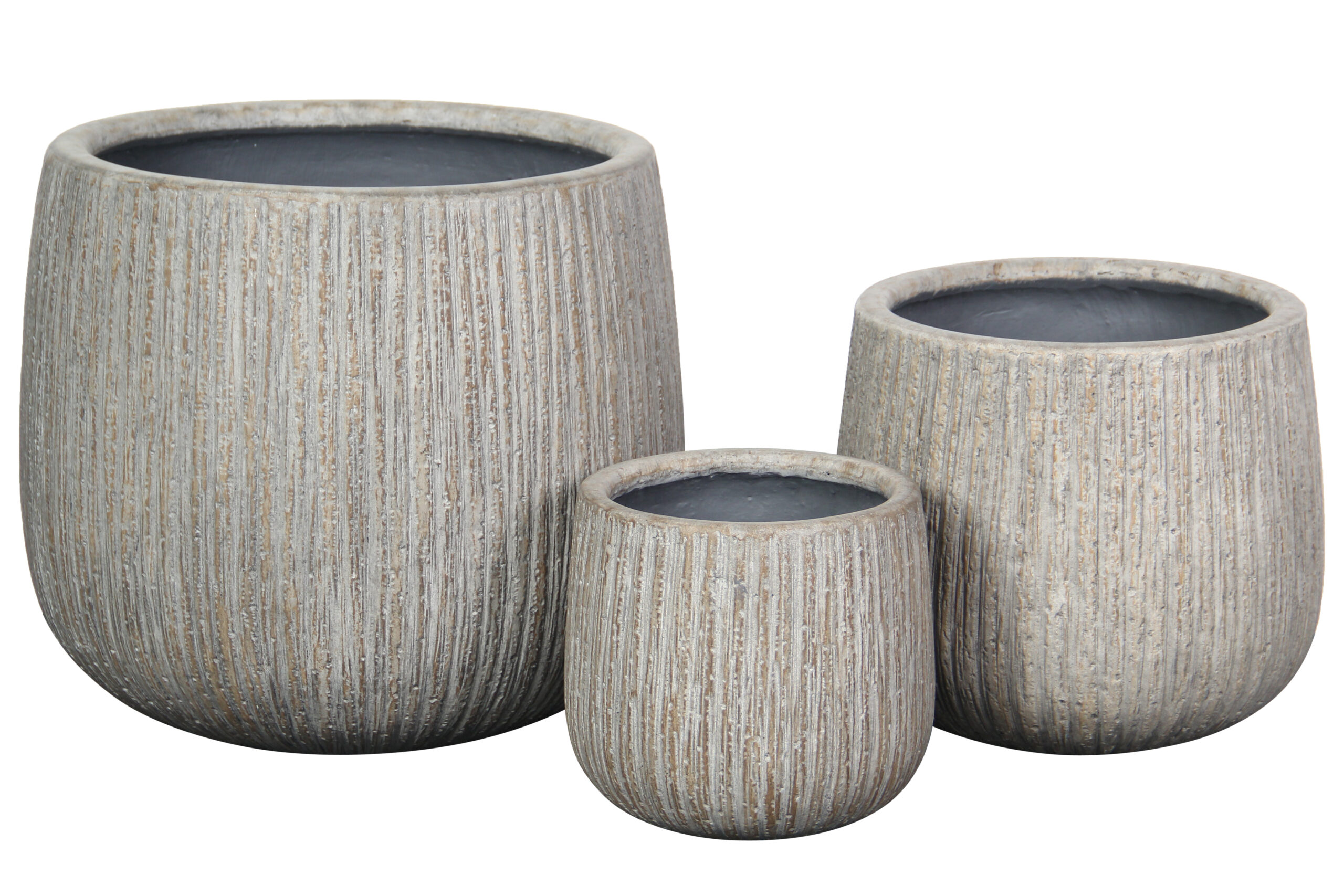 Clare bowl pot set 3 – 54.5×48.5 40×36 29×26 – Rusty grey – 83546