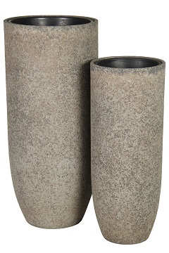 Crea Granite high vase round set 2 – greige