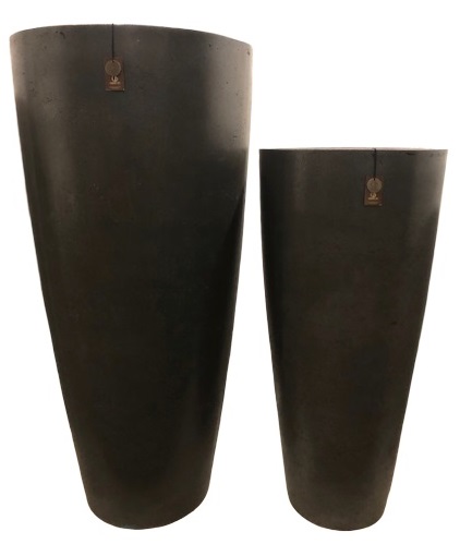 Clayton high vase round set 2 – grey